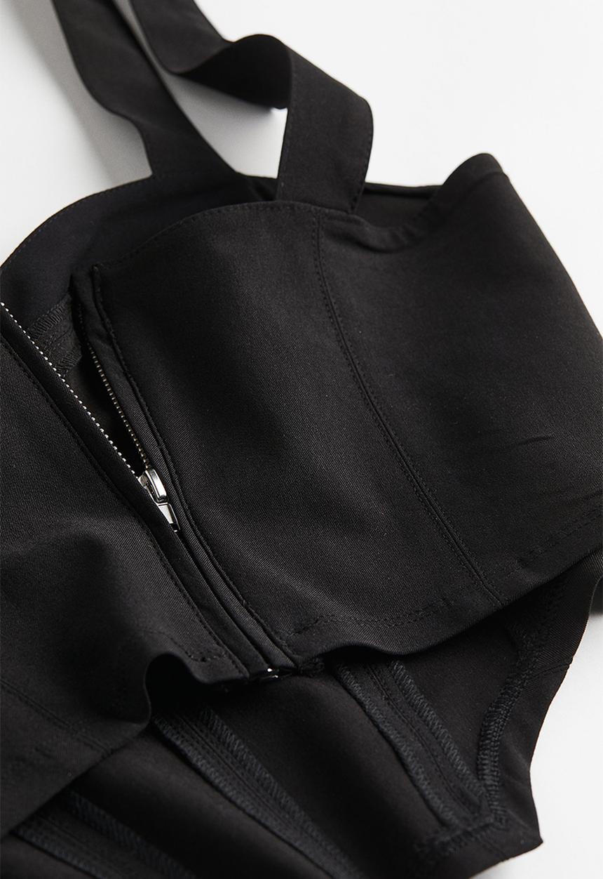 H&M - Cropped bustier top - black
