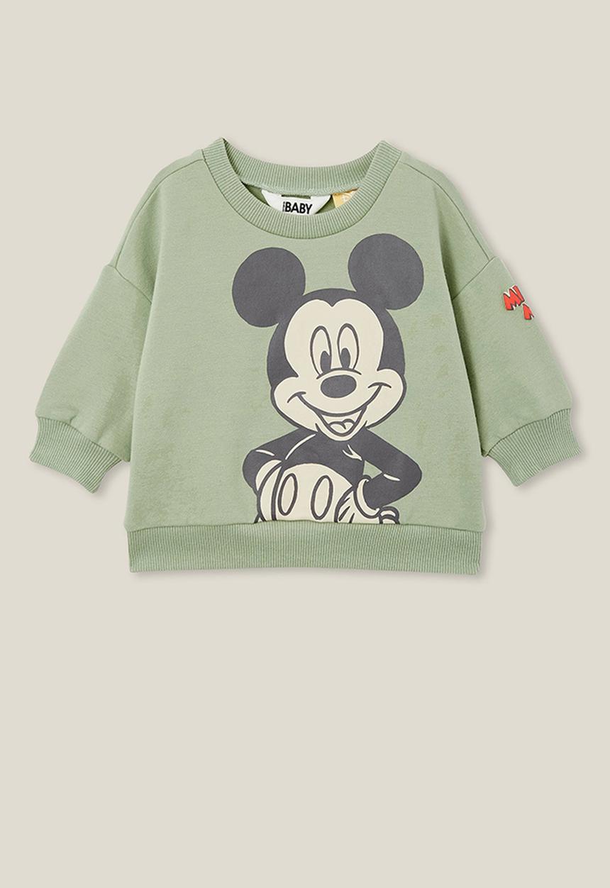Cotton On - Alma drop shoulder sweater lcn - lcn dis deep sage/oversized mickey