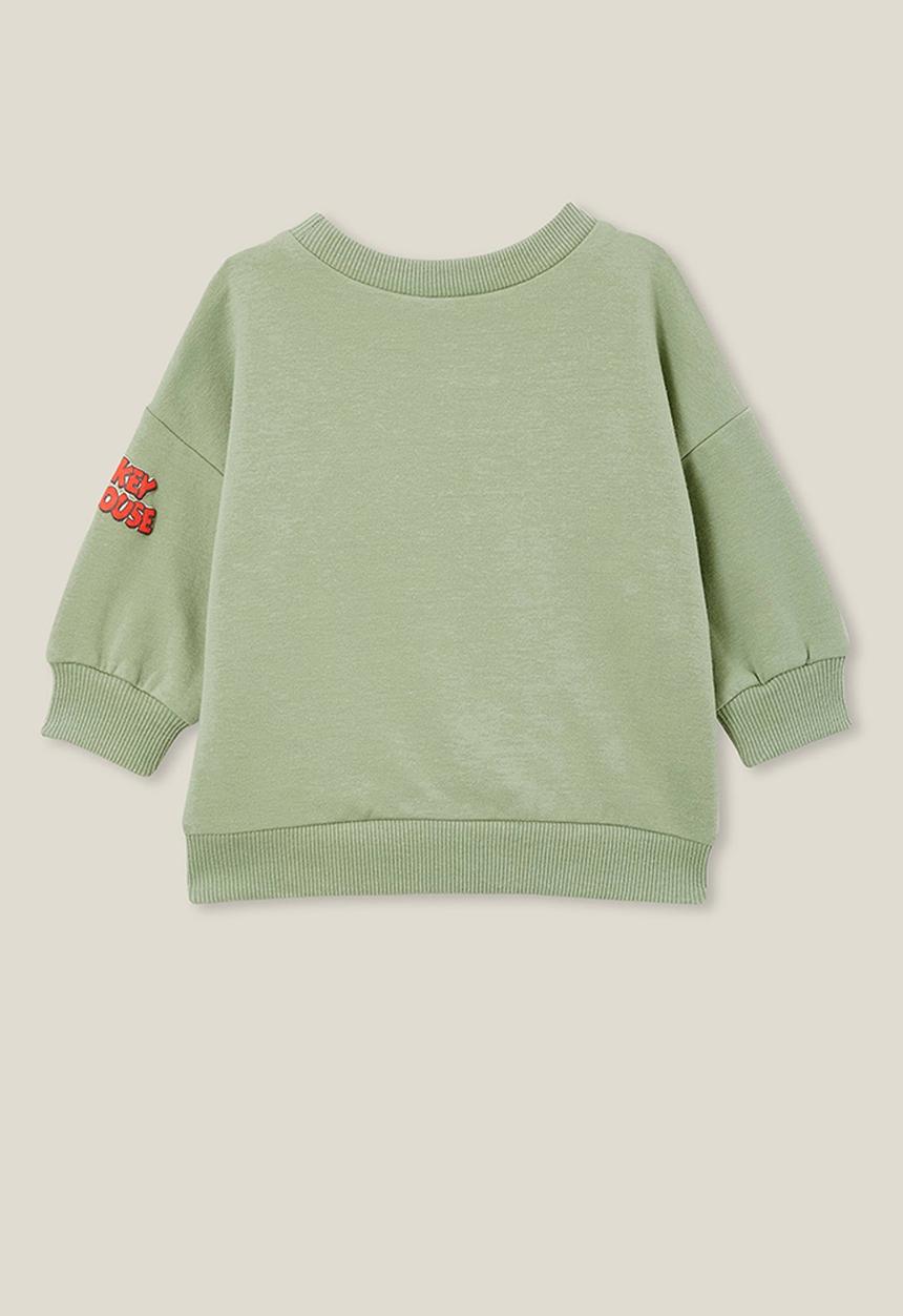 Cotton On - Alma drop shoulder sweater lcn - lcn dis deep sage/oversized mickey