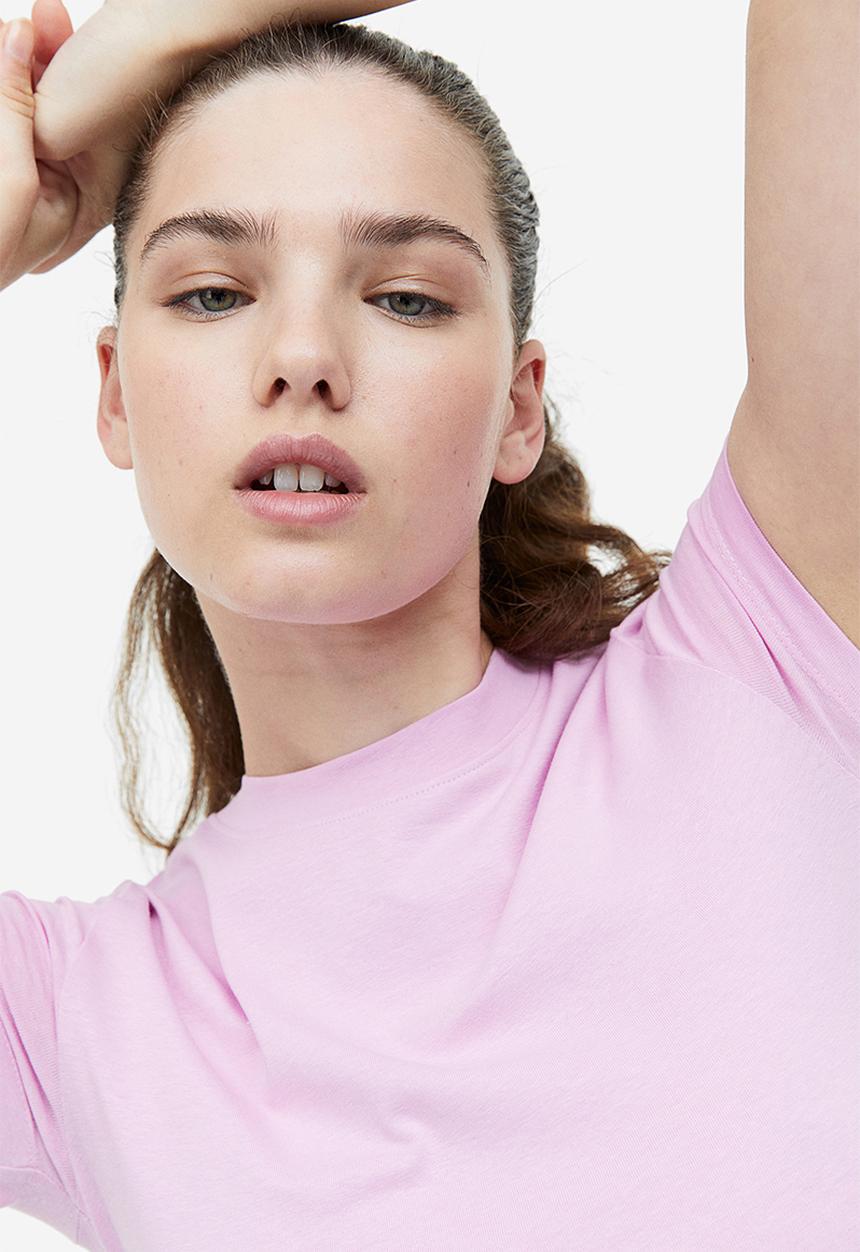 H&M - 2-Pack cropped T-shirts - light pink white