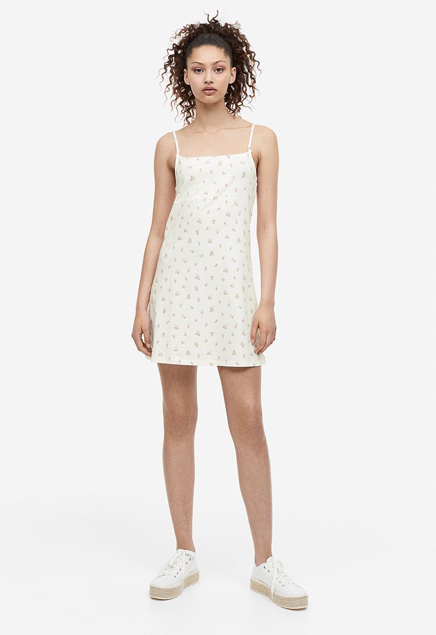 H&M - A-line jersey dress - white pink floral