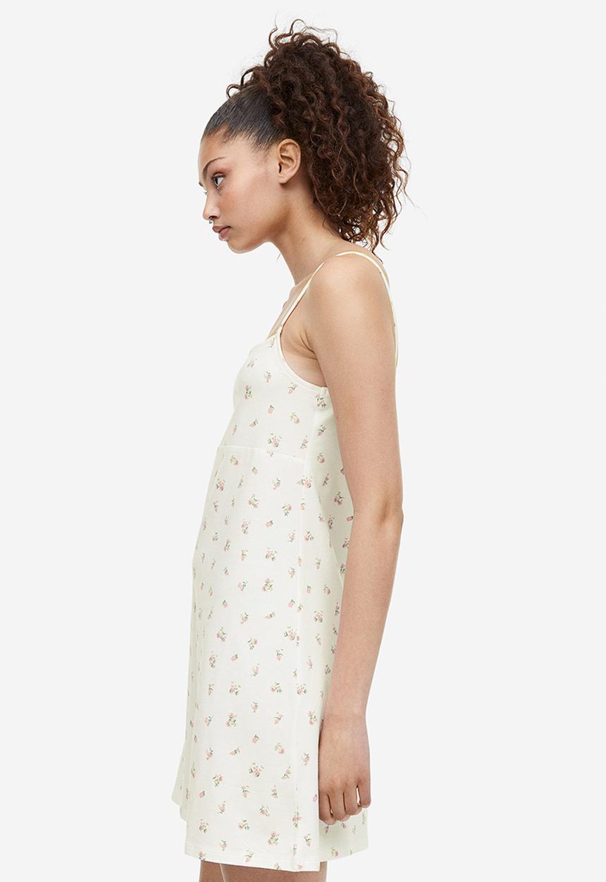 H&M - A-line jersey dress - white pink floral
