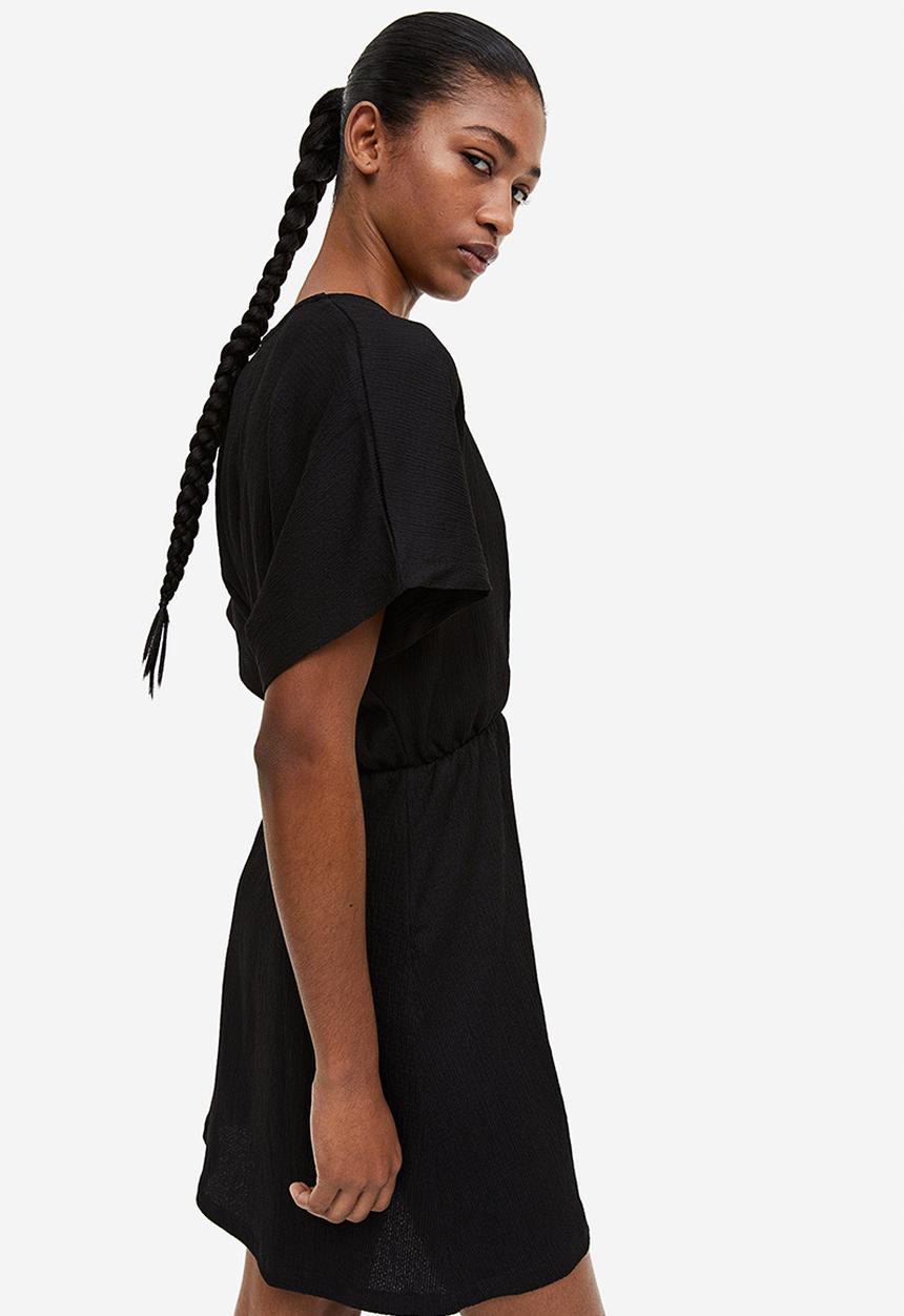 H&M - Crinkled wrap dress - black