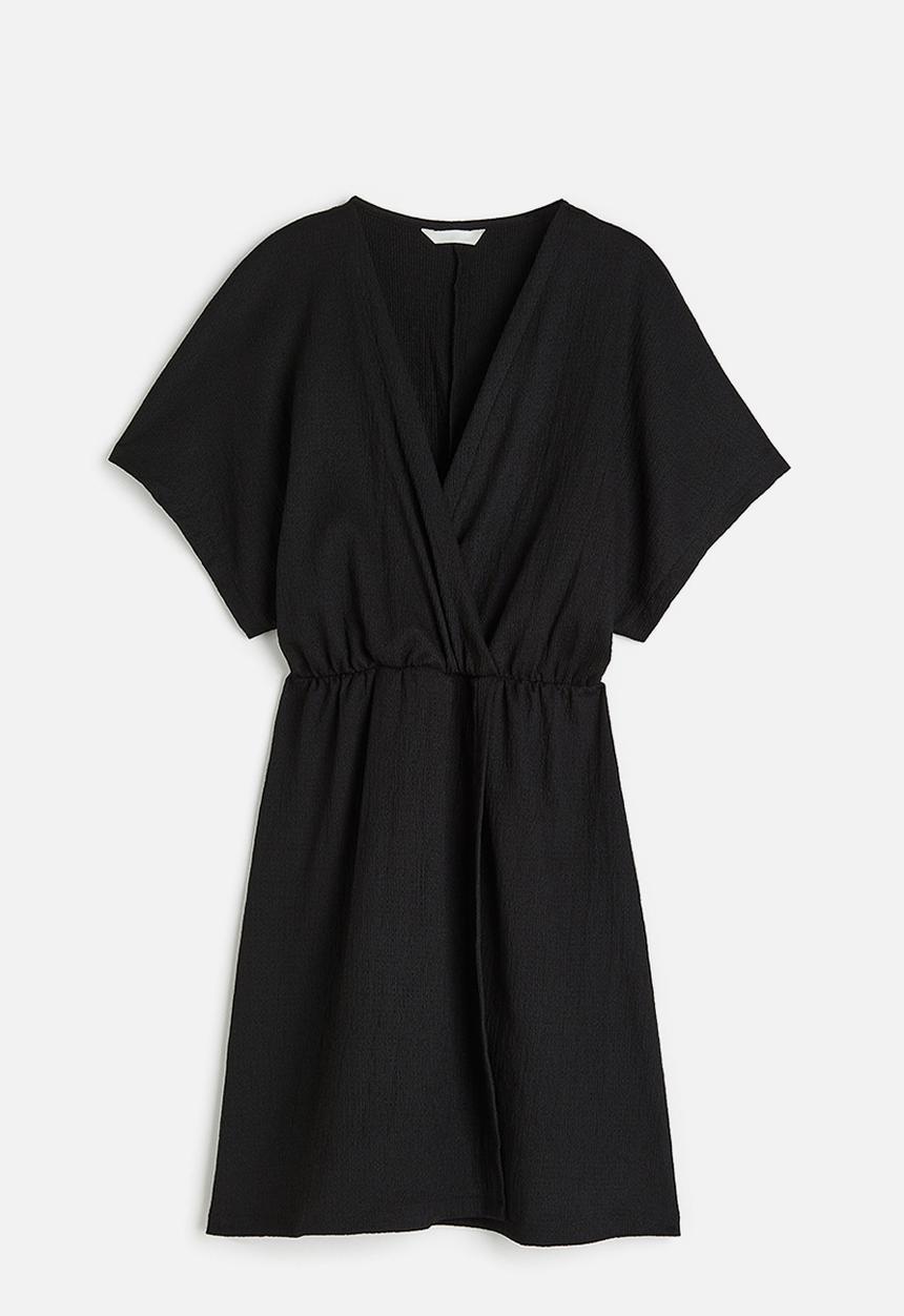 H&M - Crinkled wrap dress - black