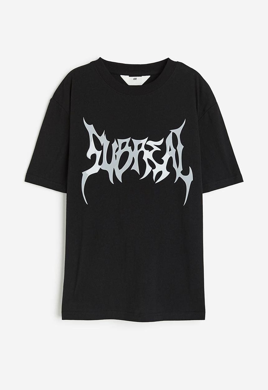 H&M - Printed T-shirt - black subreal