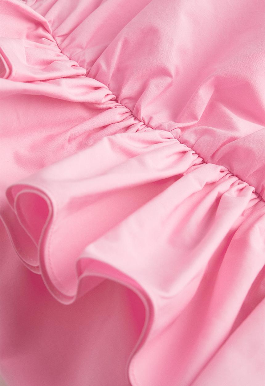 H&M - Draped flounce-detail skirt - light pink 