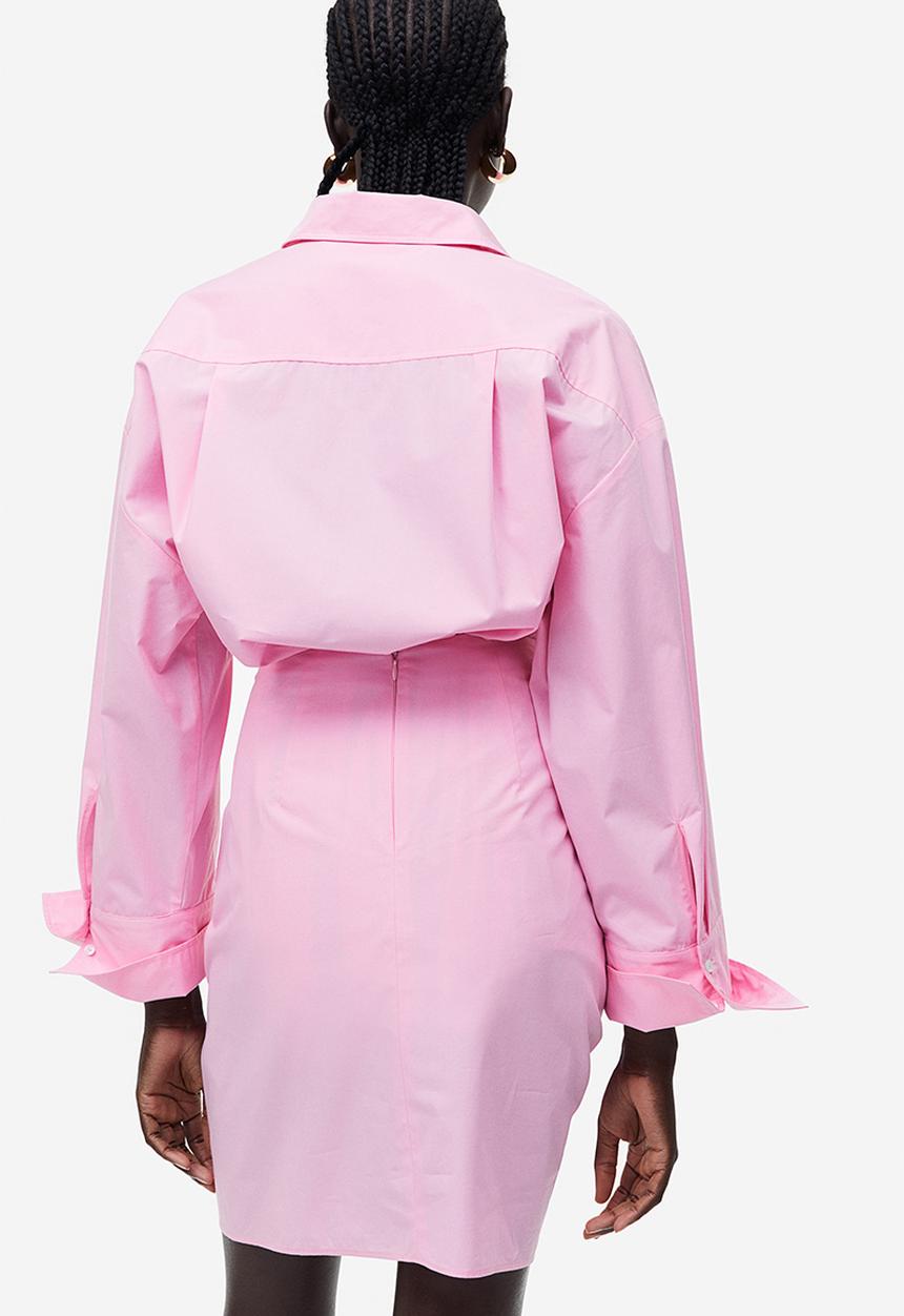 H&M - Draped flounce-detail skirt - light pink 