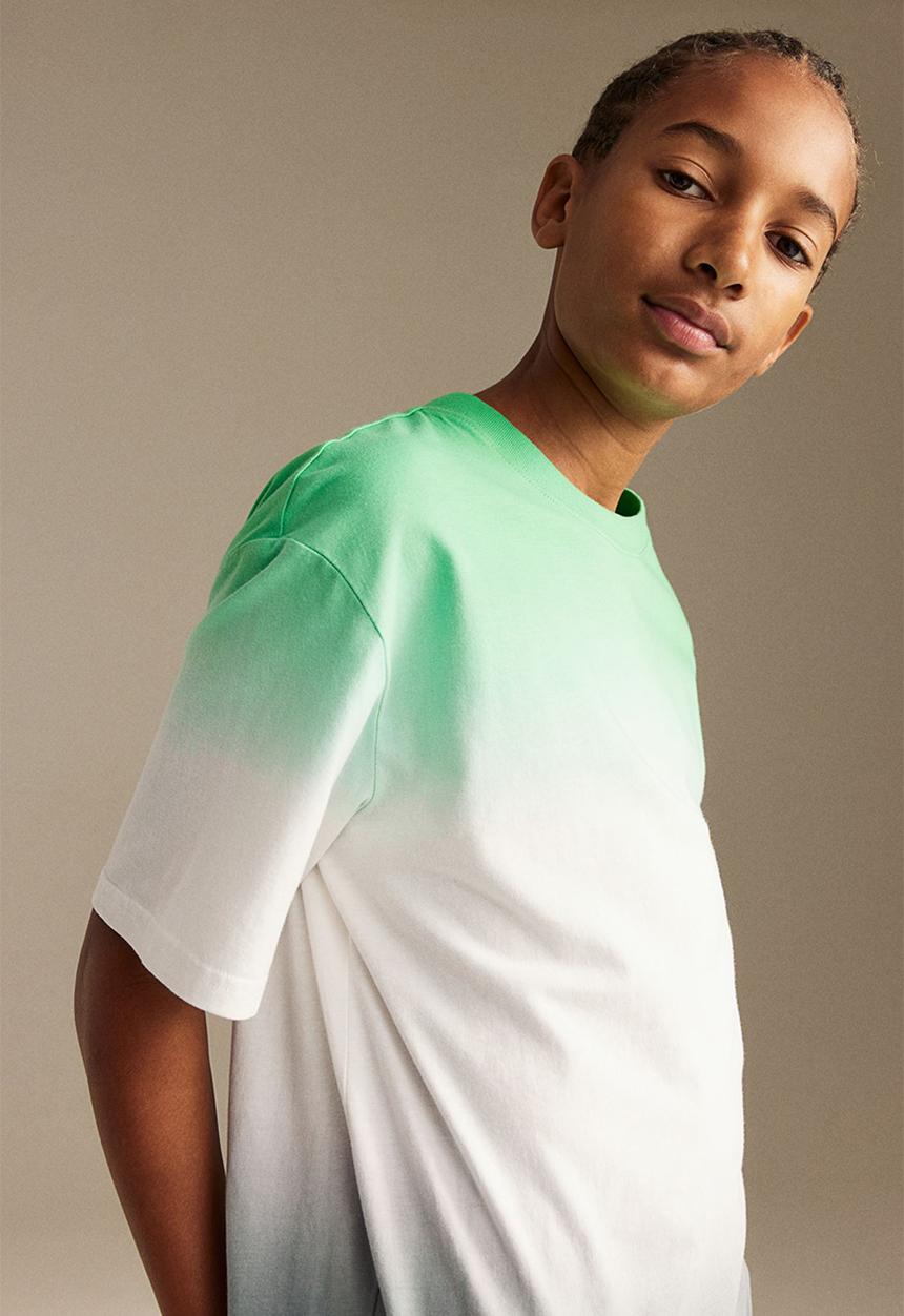 H&M - Printed T-shirt - green & grey