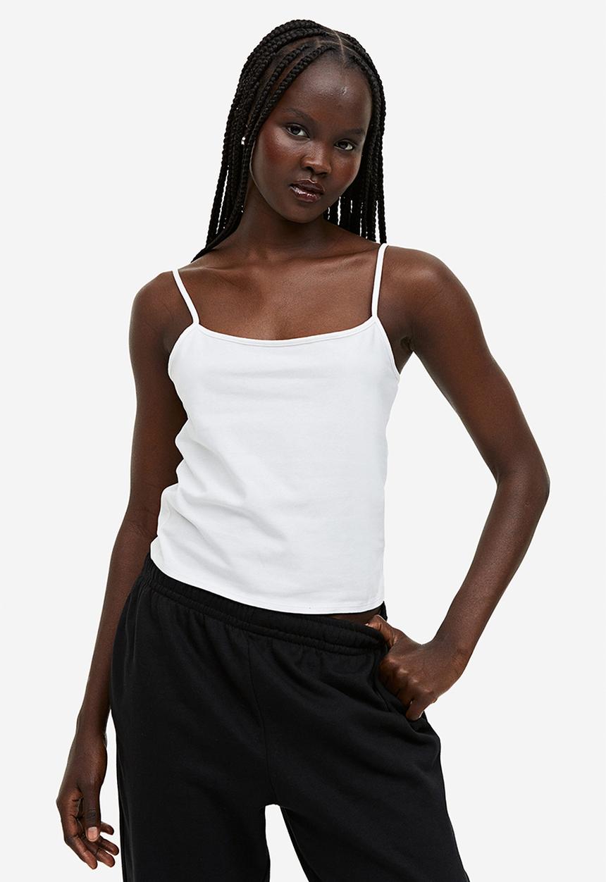H&M - 2-Pack strappy tops - black & white