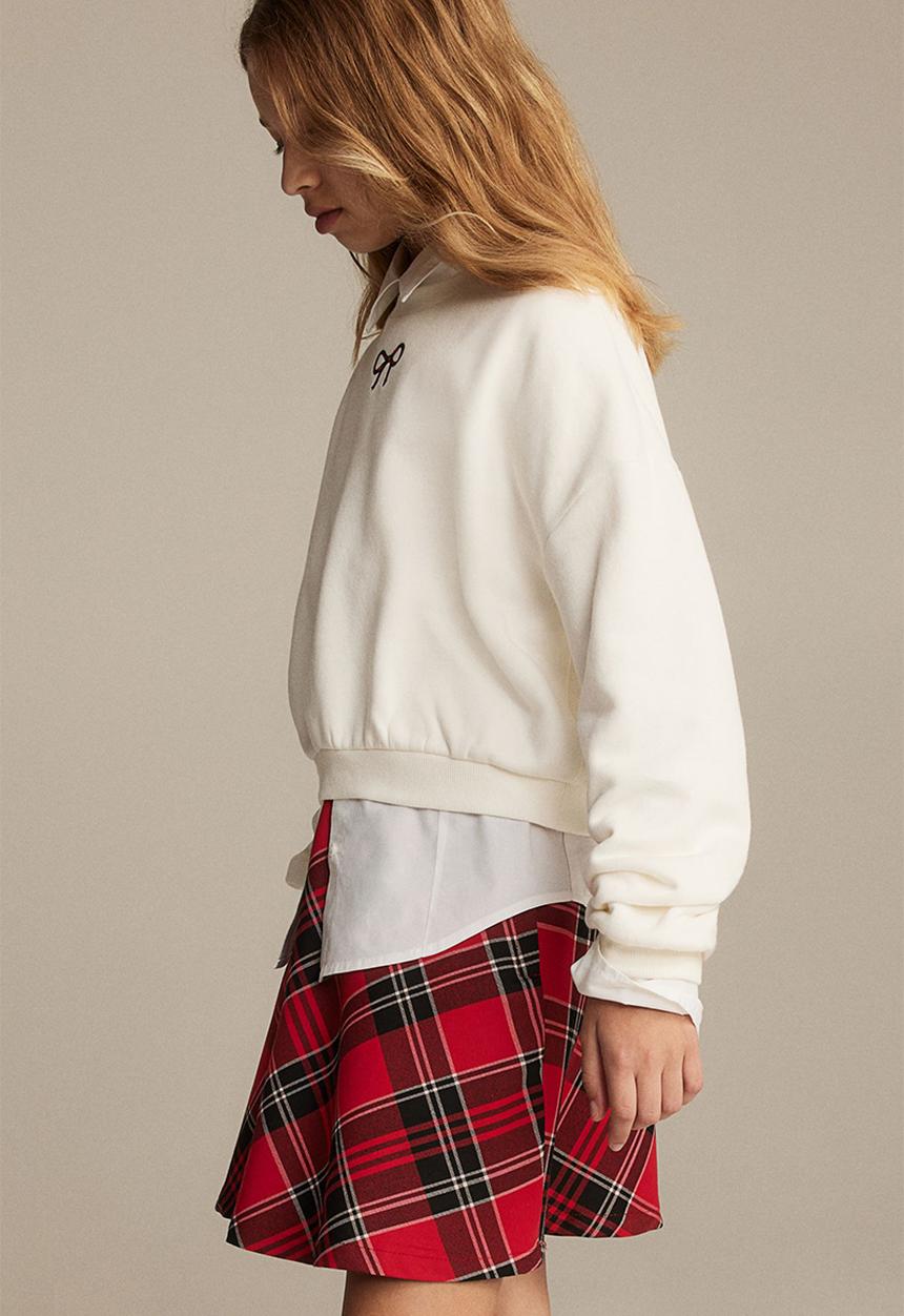 H&M - 2-Piece sweatshirt and skirt set - white checked