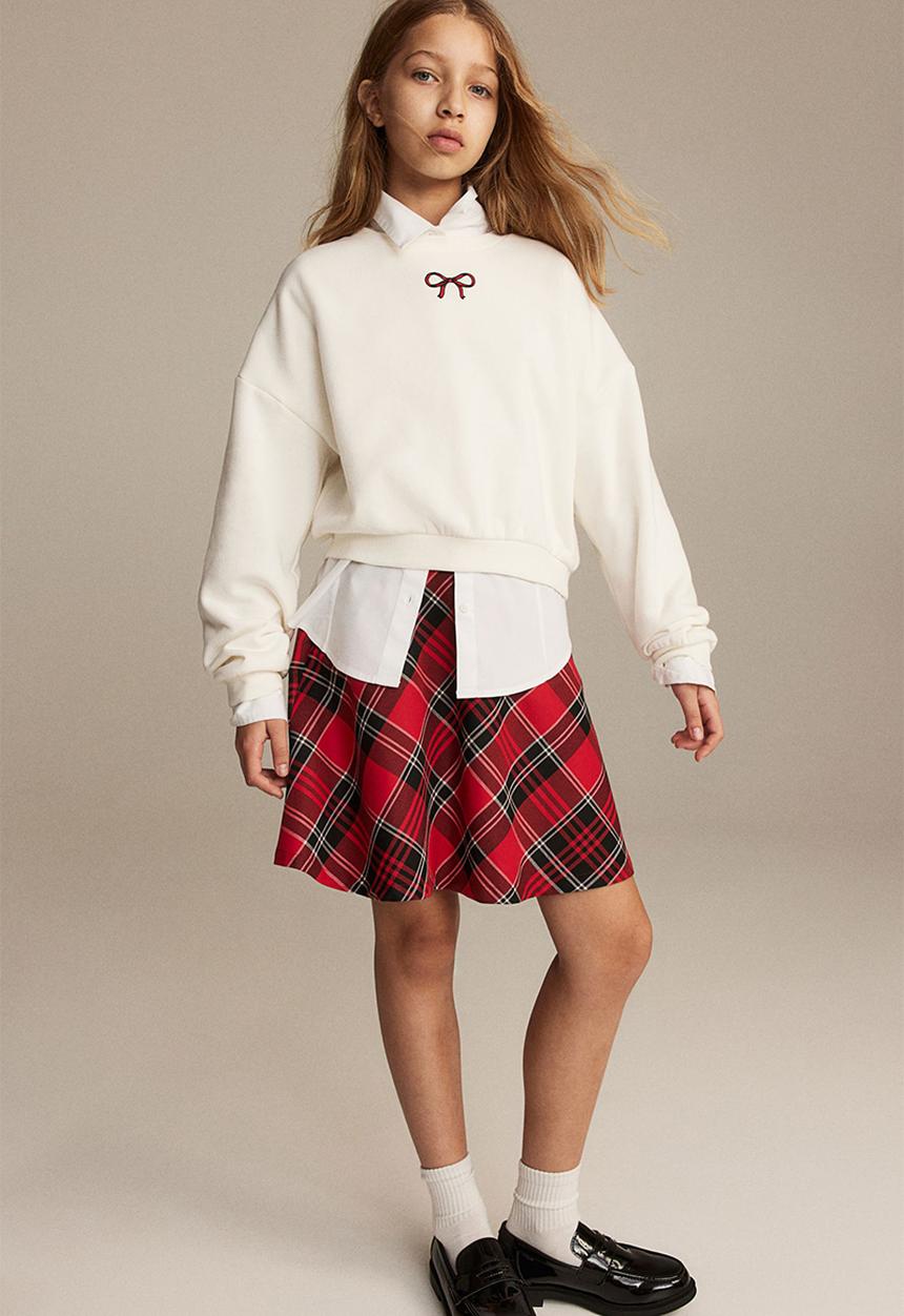 H&M - 2-Piece sweatshirt and skirt set - white checked
