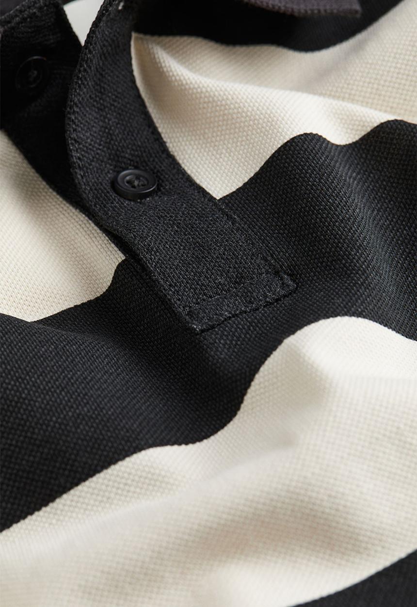 H&M - Cotton piqué polo shirt - black striped 