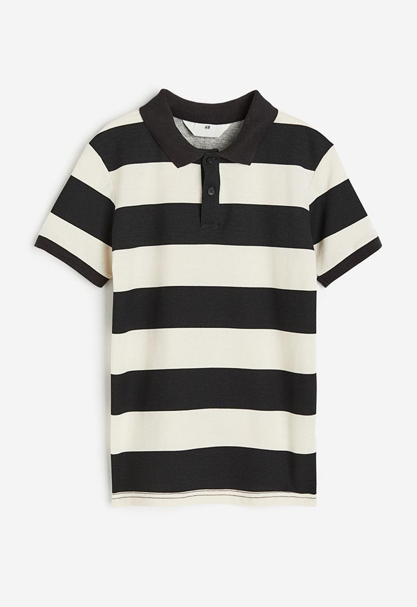 H&M - Cotton piqué polo shirt - black striped 