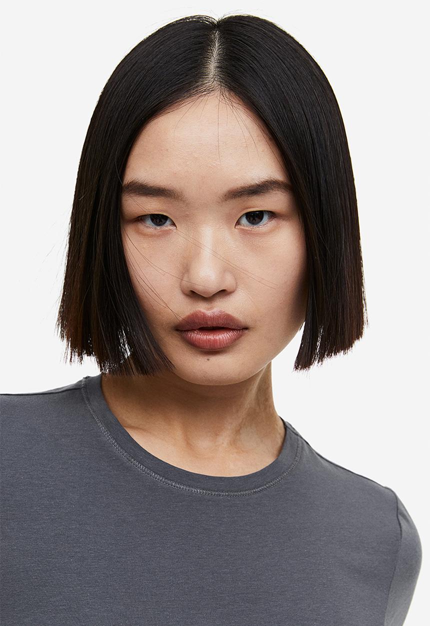 H&M - Fitted T-shirt - dark grey