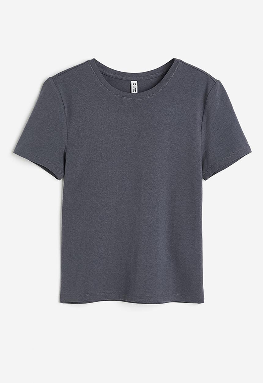 H&M - Fitted T-shirt - dark grey