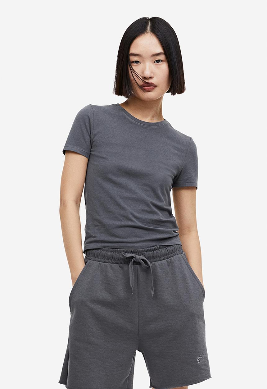 H&M - Fitted T-shirt - dark grey