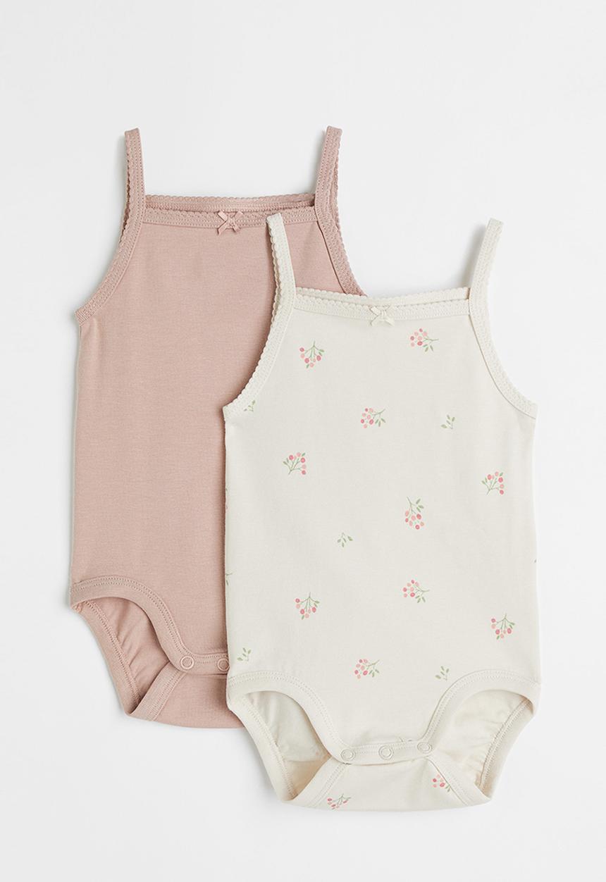 H&M - 2 Pack sleeveless cotton bodysuits - old rose/berries