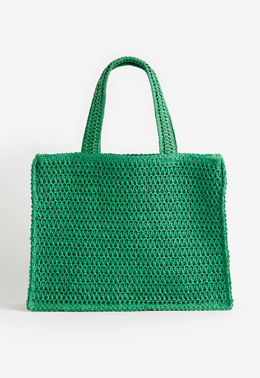 H&M - Large straw shopper - green