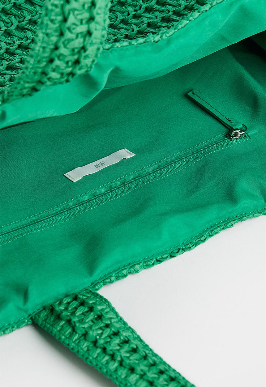 H&M - Large straw shopper - green
