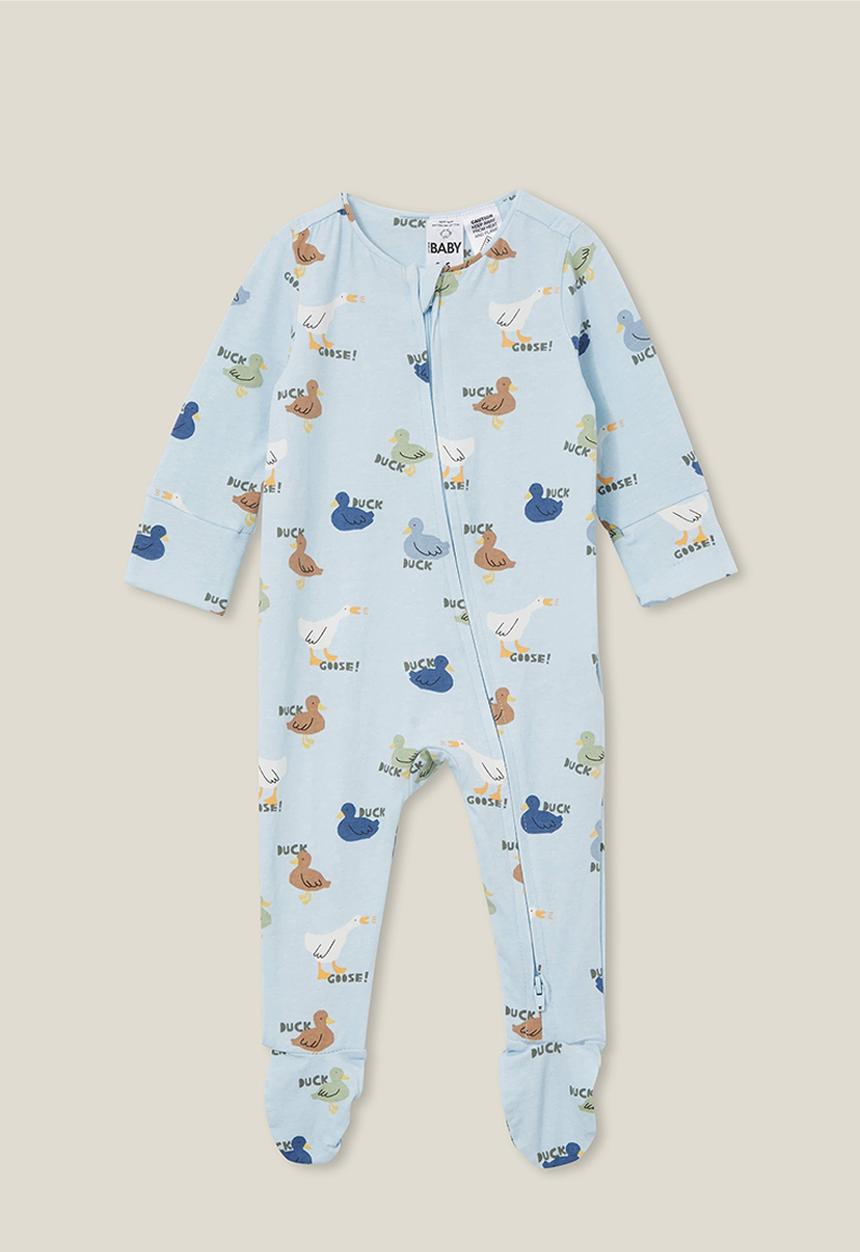 Cotton On - The long sleeve zip romper - frosty blue/duck duck goose