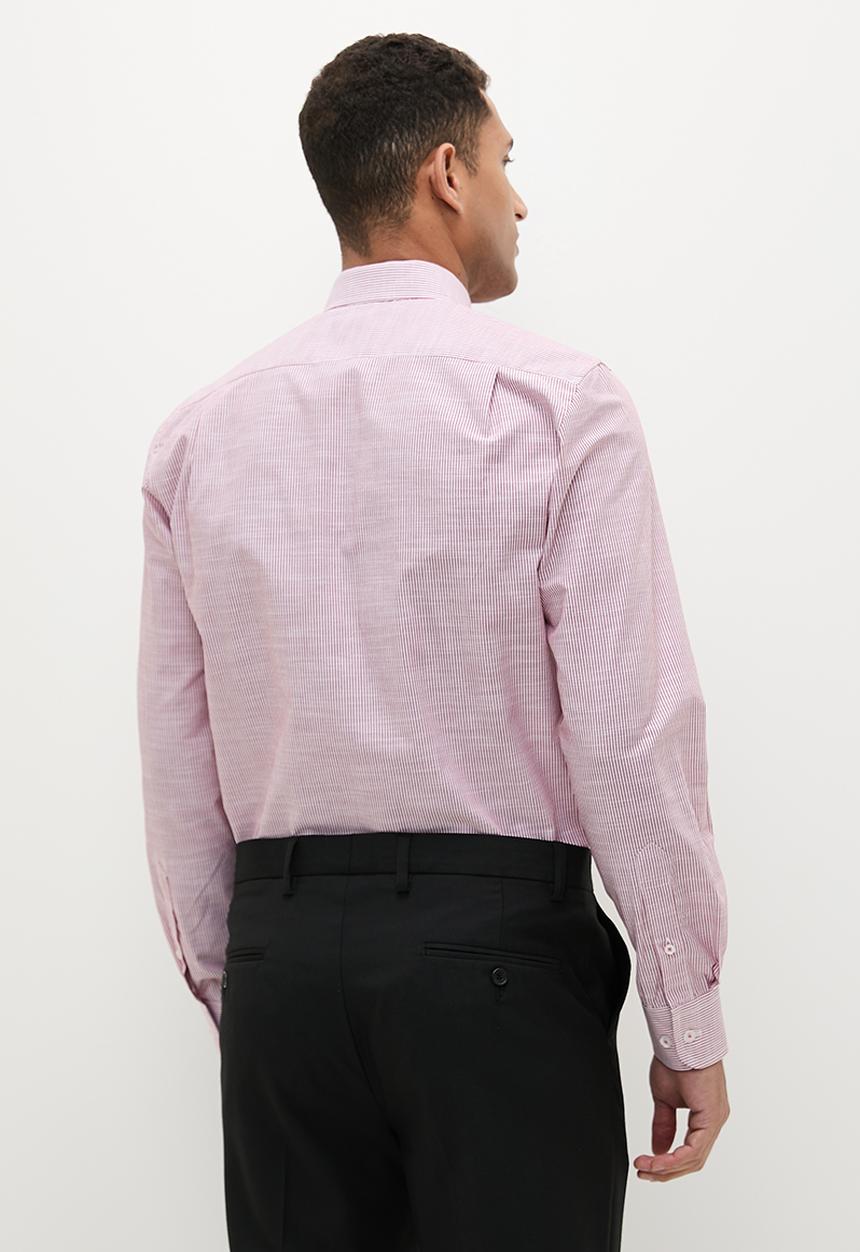 POLO - Mens textured slub long sleeve shirt pink