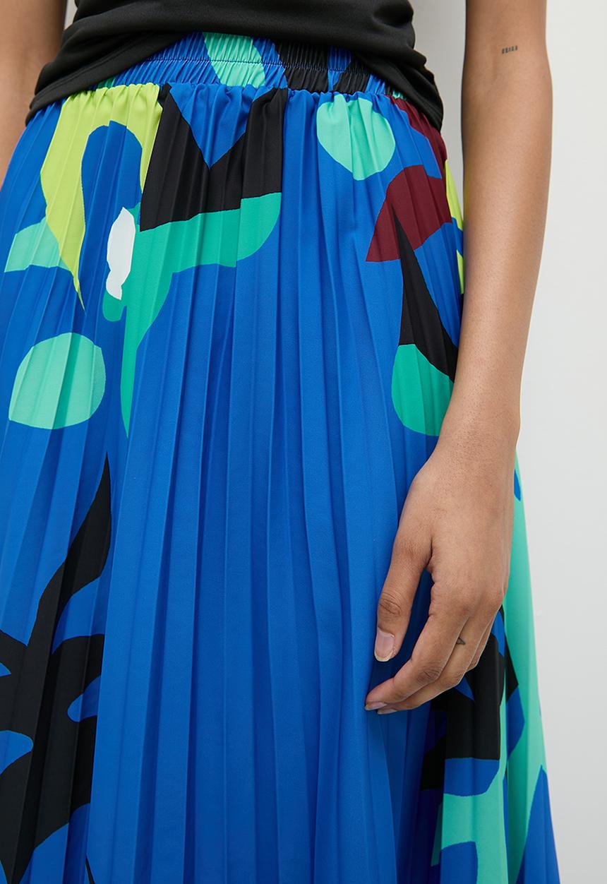 Superbalist - Co-ord border print modaxi pleated skirt - blues