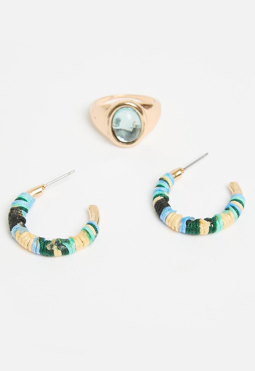 Superbalist - Lyra earring and ring pack - gold & blue