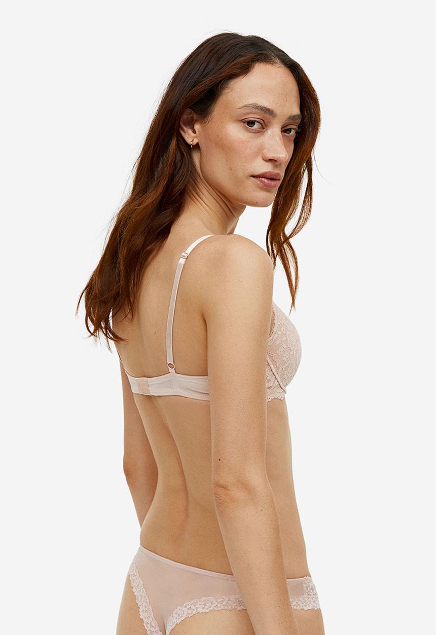 H&M - Lace push-up bra - light pink