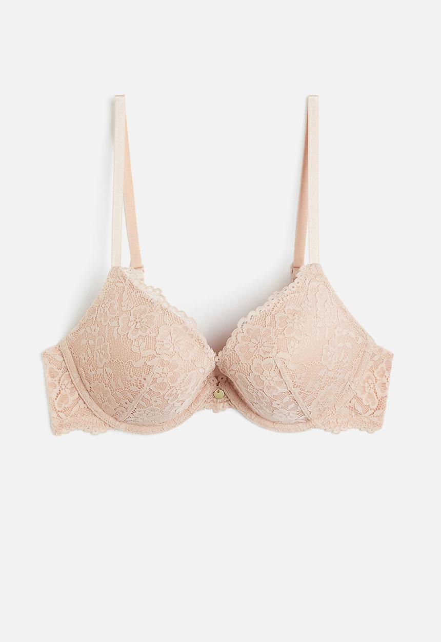 H&M - Lace push-up bra - light pink