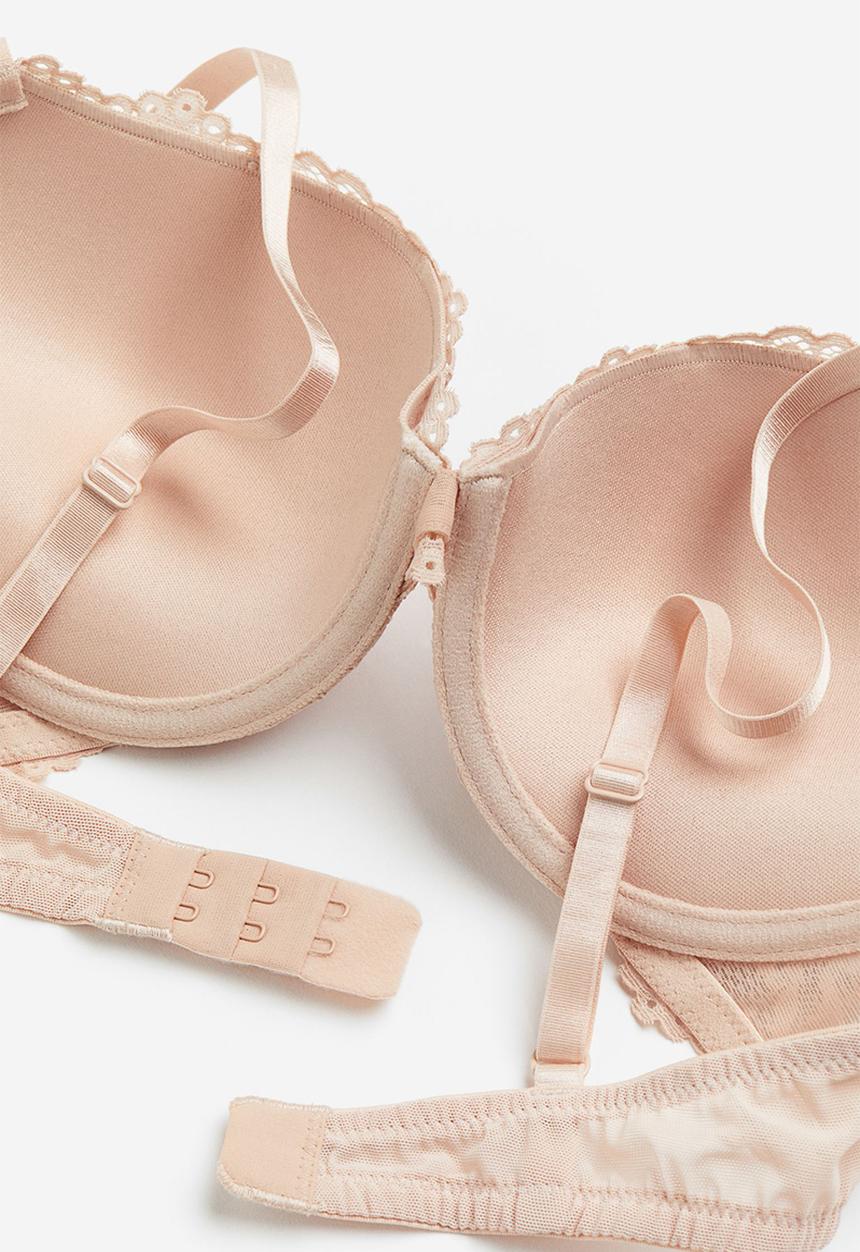 H&M - Lace push-up bra - light pink