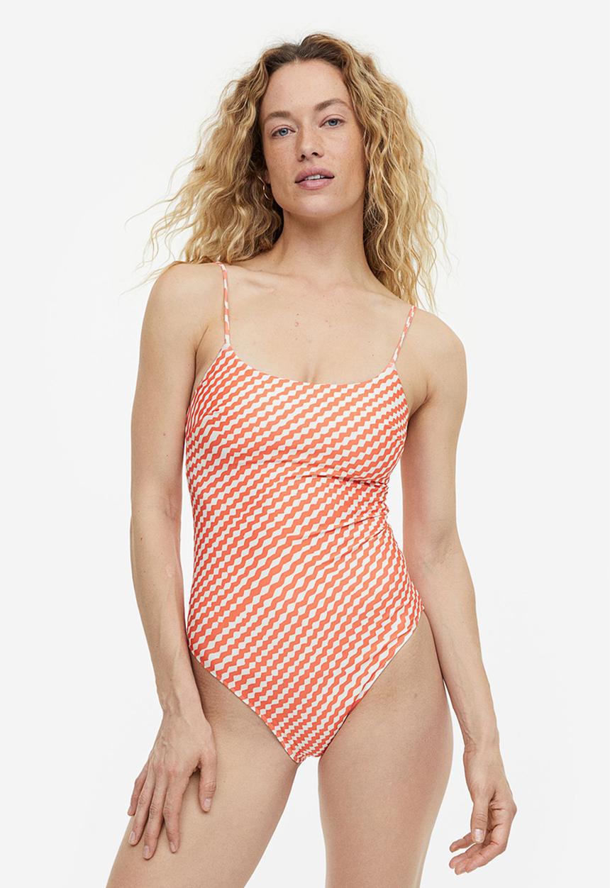 H&M - Padded-cup swimsuit - red/patterned