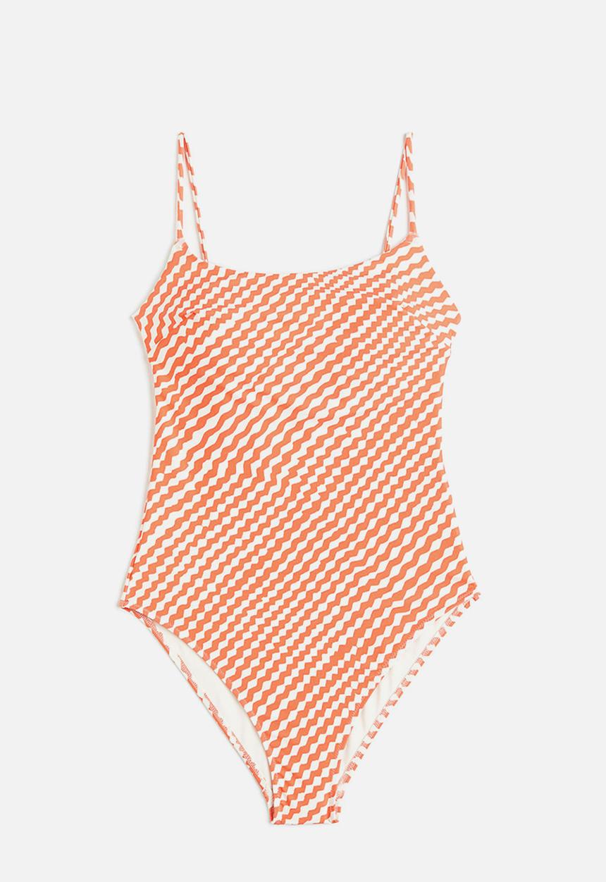 H&M - Padded-cup swimsuit - red/patterned