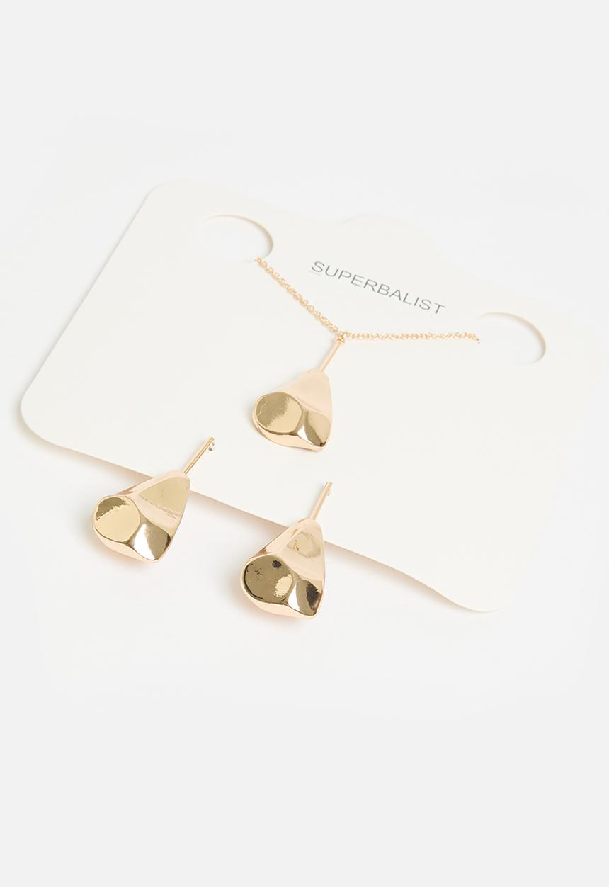 Superbalist - Lennon earring and necklace set - gold