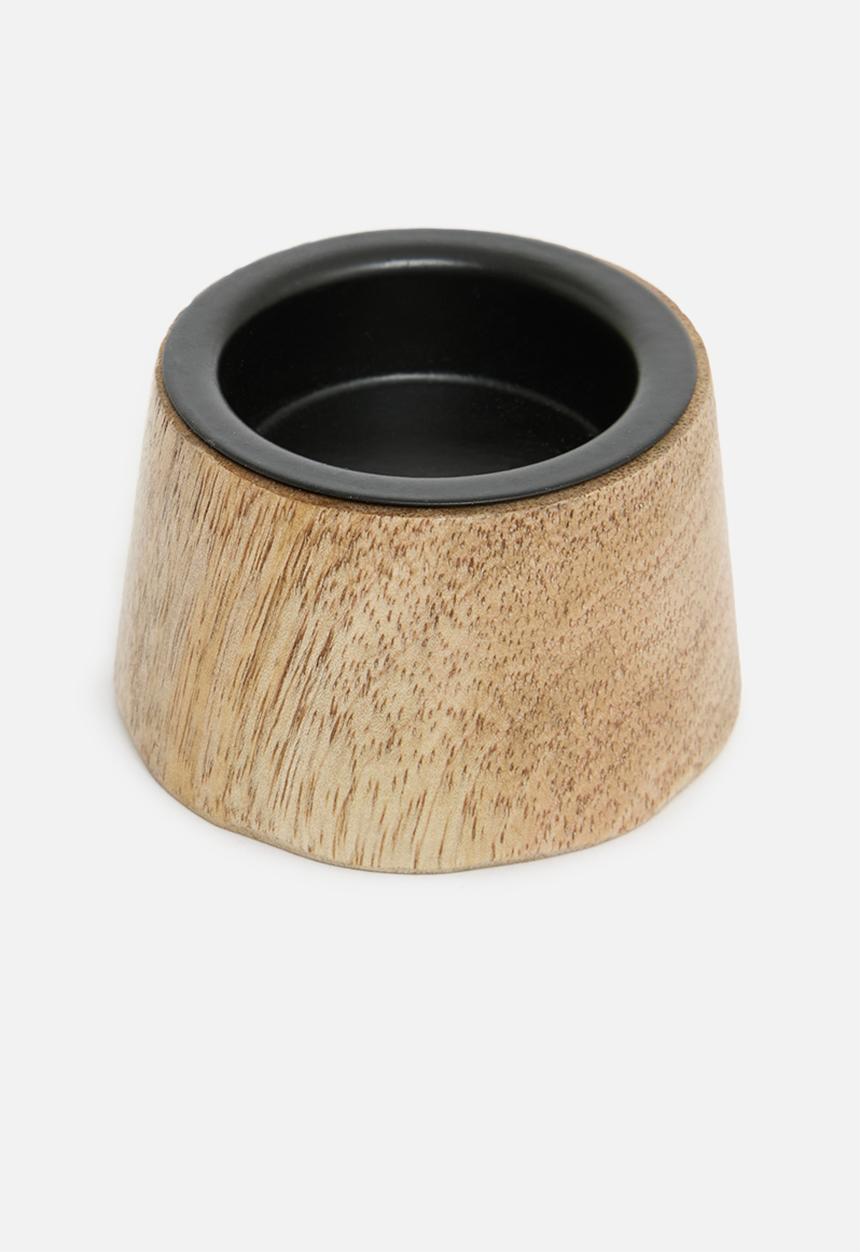 H&S - Mango wood tealight candle holder set of 2 - natural