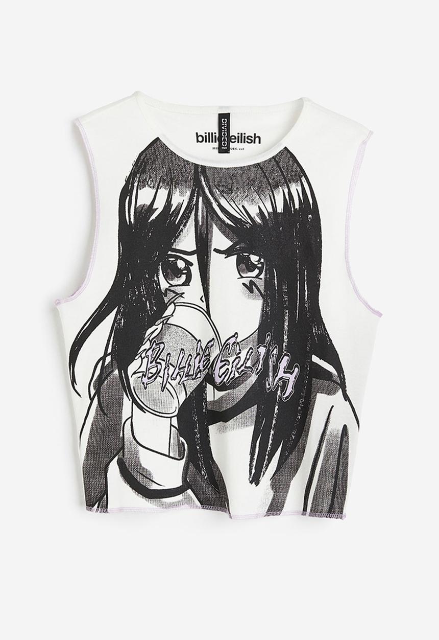 H&M - Printed vest top - white/billie eilish