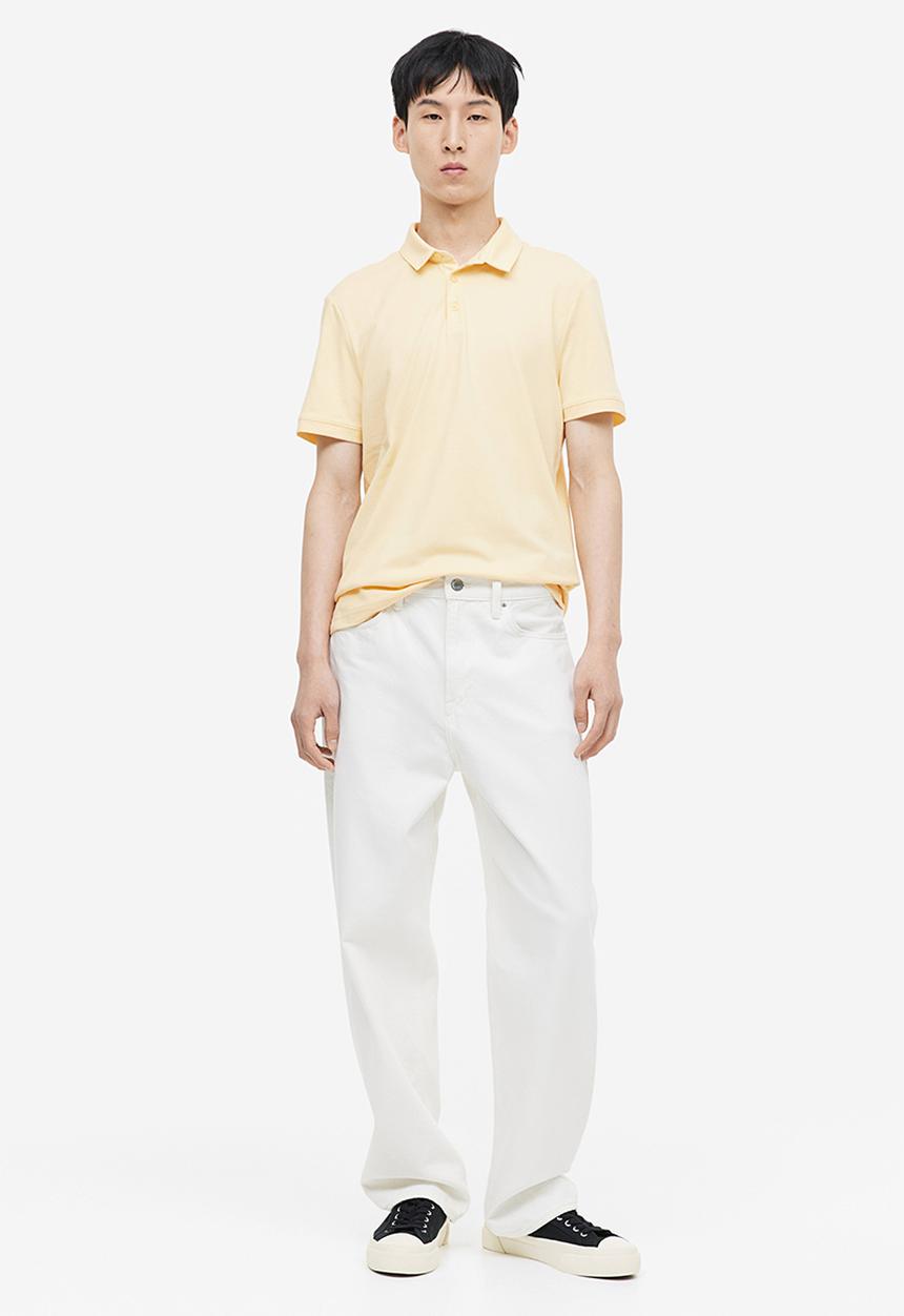 H&M - Coolmax® slim fit polo shirt - light yellow