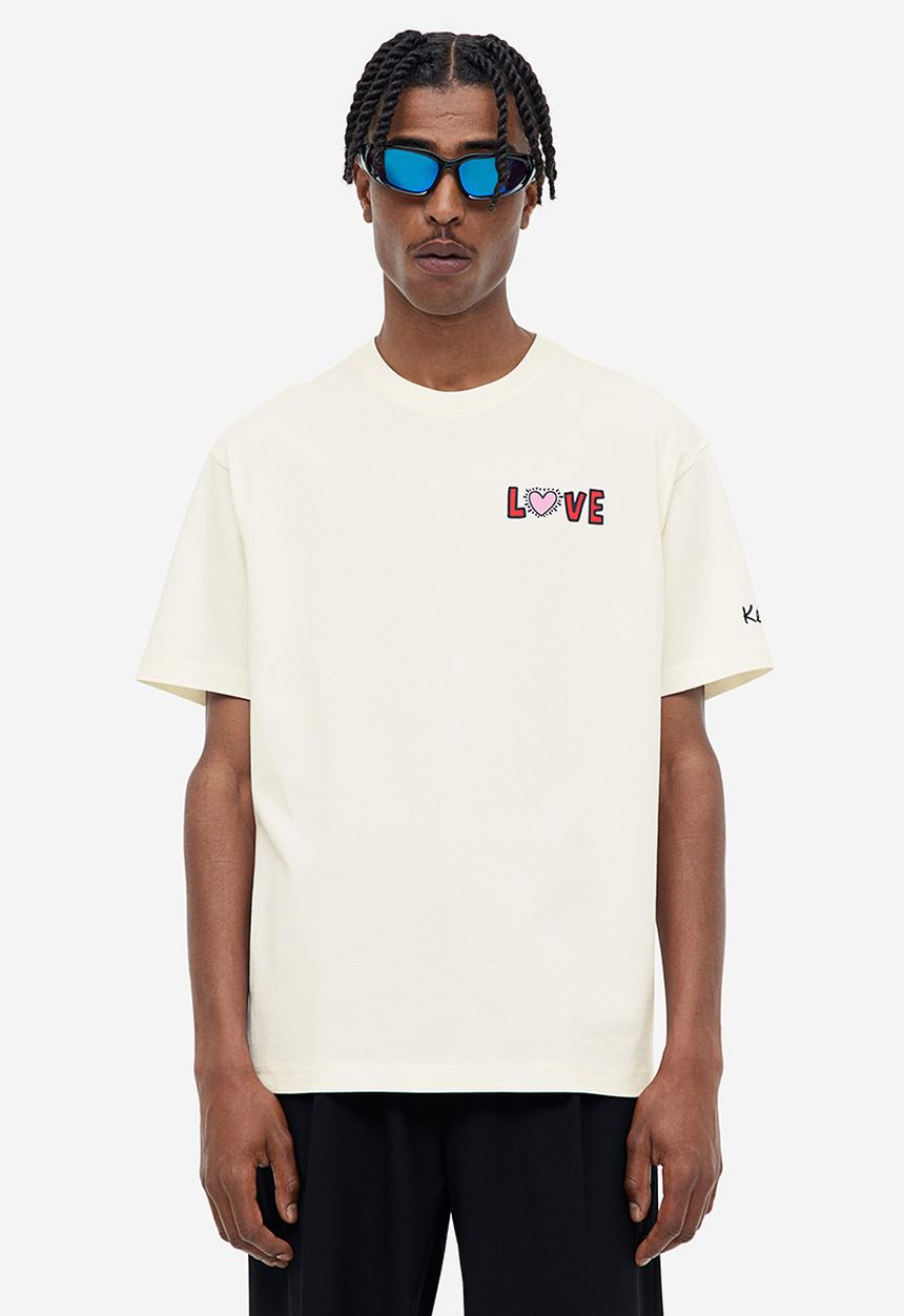 H&M - Relaxed fit t-shirt - cream/keith haring