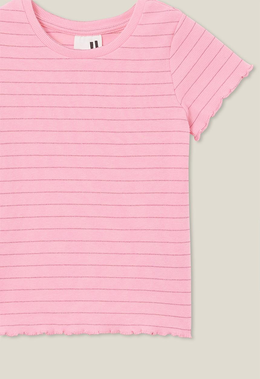 Cotton On - Raya rib baby tee - cali pink/sparkle