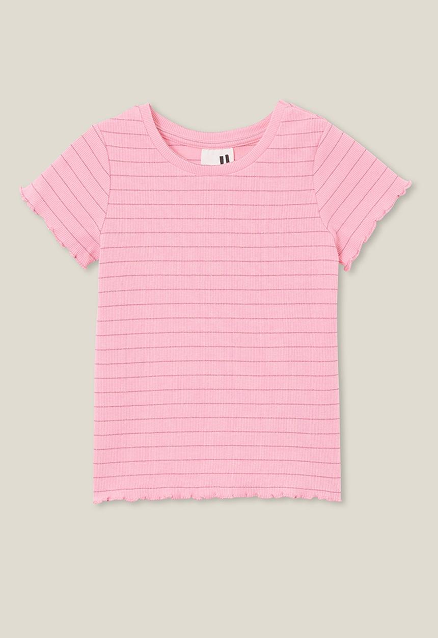 Cotton On - Raya rib baby tee - cali pink/sparkle