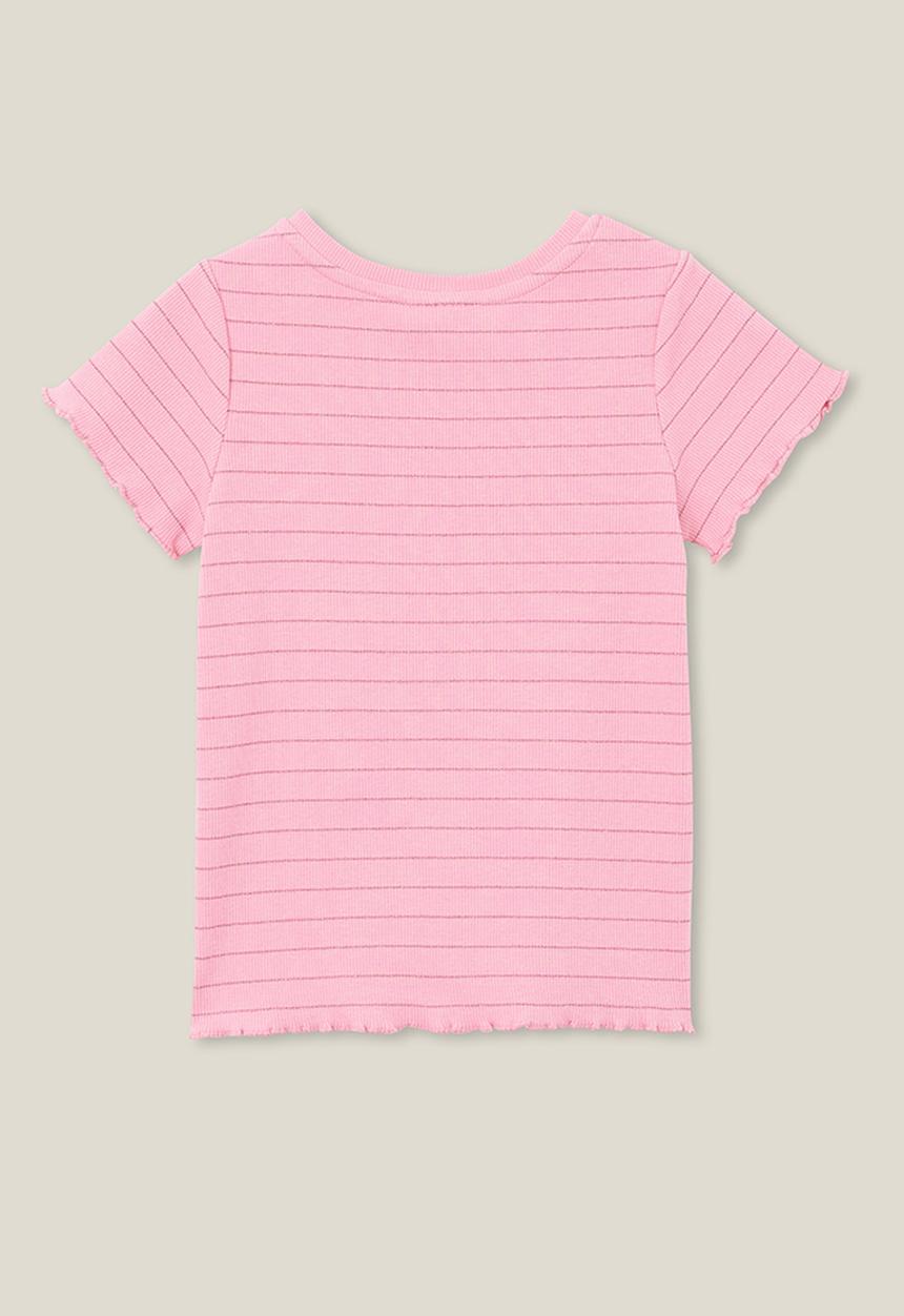 Cotton On - Raya rib baby tee - cali pink/sparkle