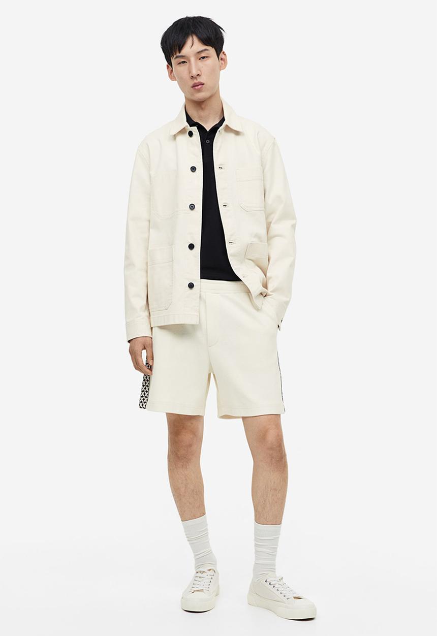 H&M - Relaxed fit jacquard-weave shorts - cream