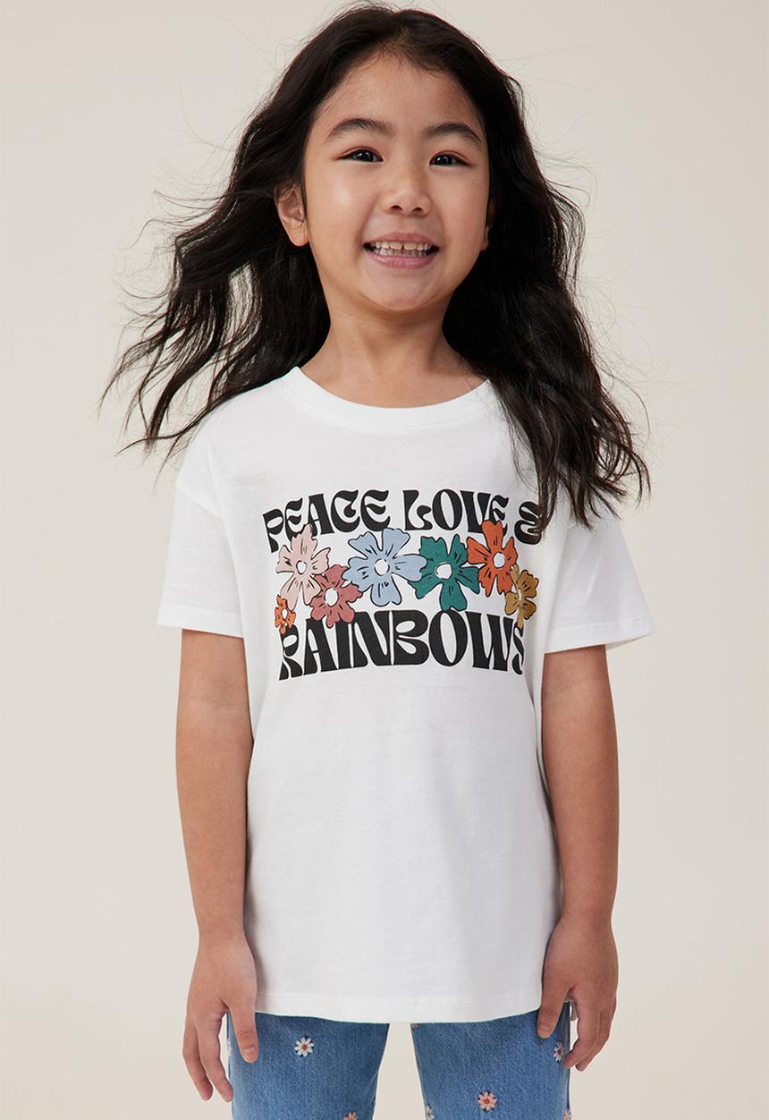 Cotton On - Poppy short sleeve print tee - vanilla/peace love