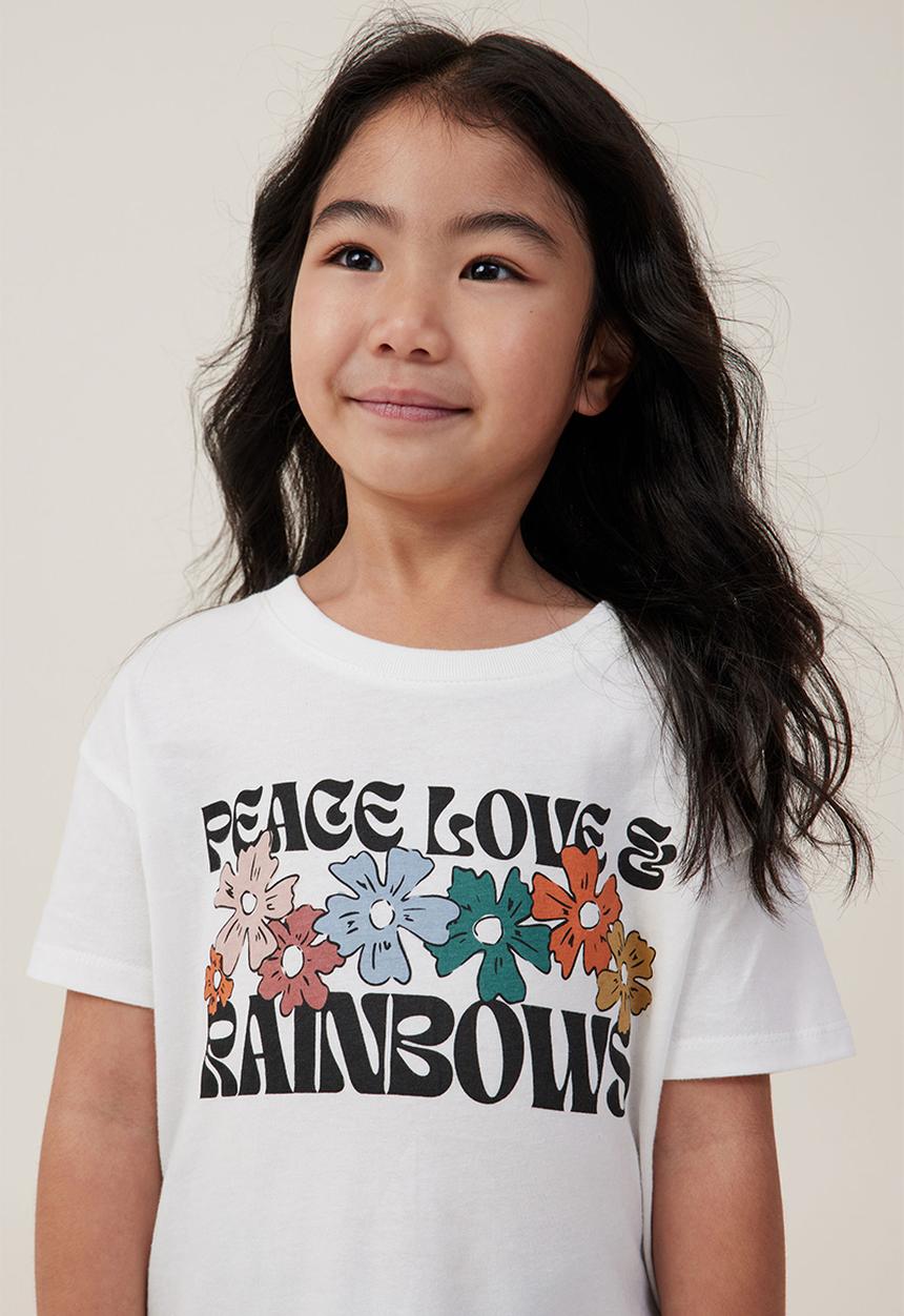Cotton On - Poppy short sleeve print tee - vanilla/peace love