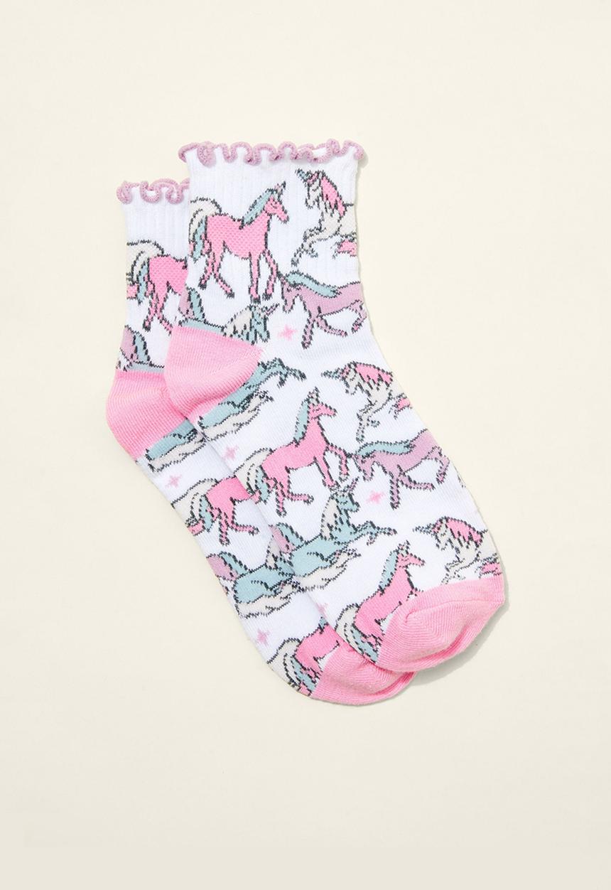 Cotton On - Single pack mid crew sock - white/unicorns
