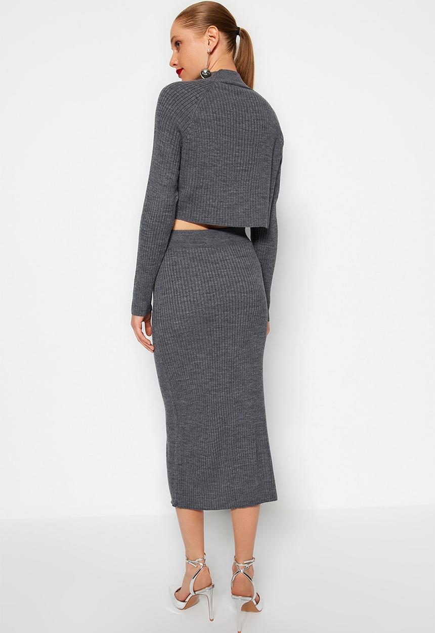 Trendyol - Basic knitwear top & bottom set - anthracite