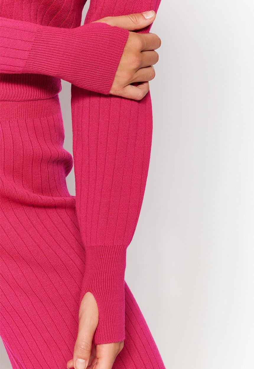 Trendyol - Crop knitwear top & bottom set - fuchsia