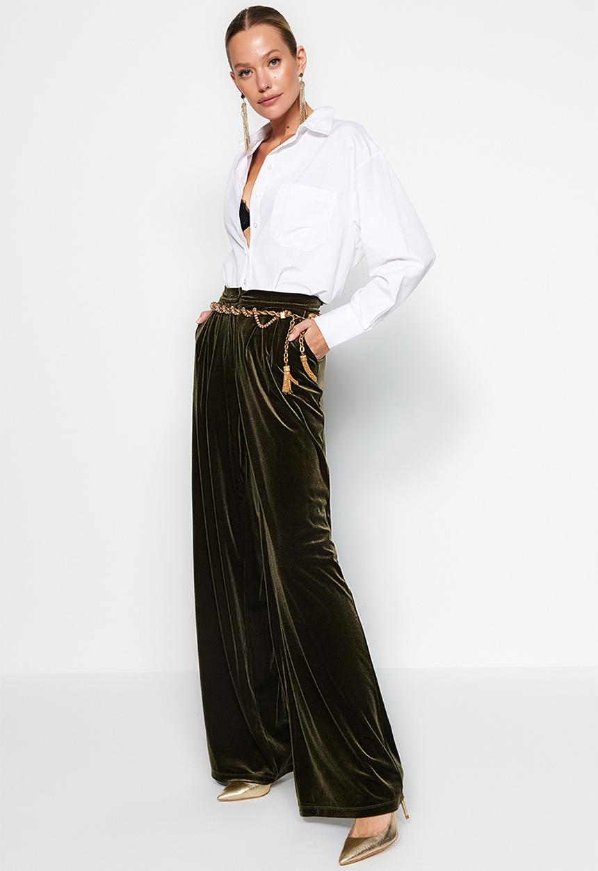 Trendyol - Corduroy trousers - khaki