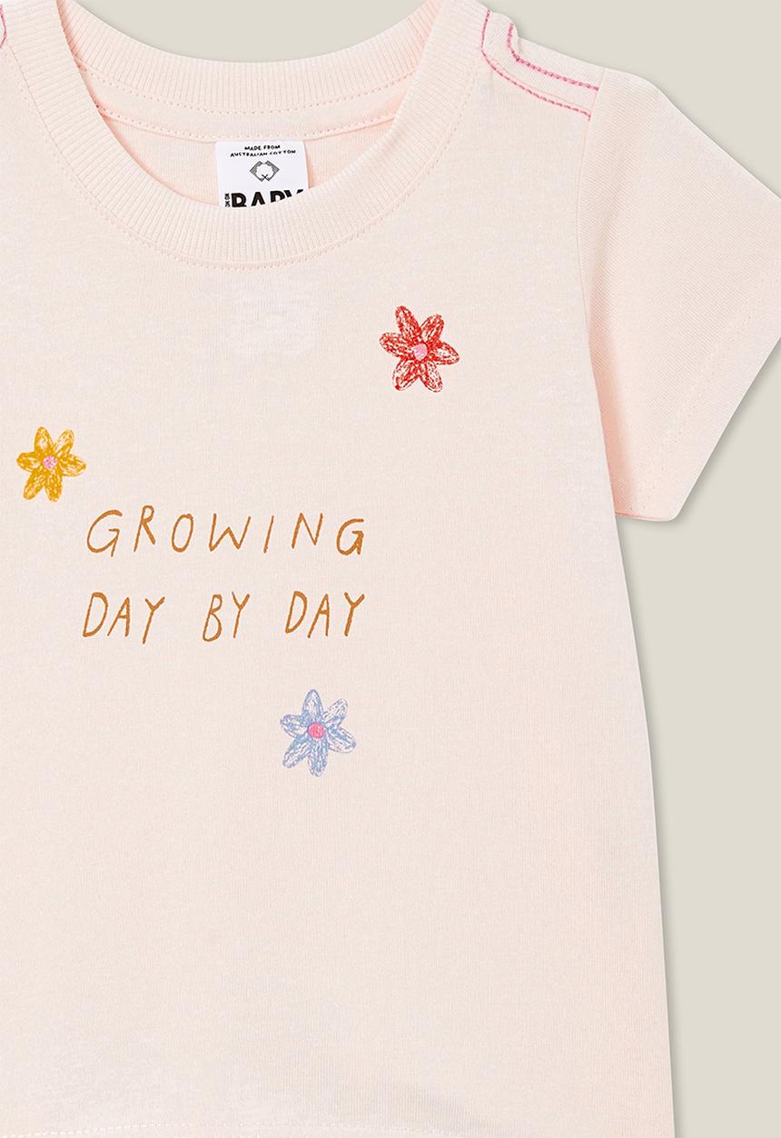 Cotton On - Jamie short sleeve tee - crystal pink/growing day by day