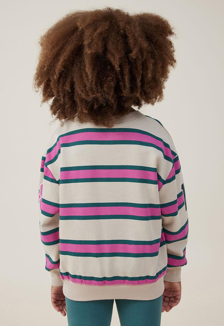 Cotton On - License dusty fleece crew neck - lcn dis mickey and friends/multi stripe