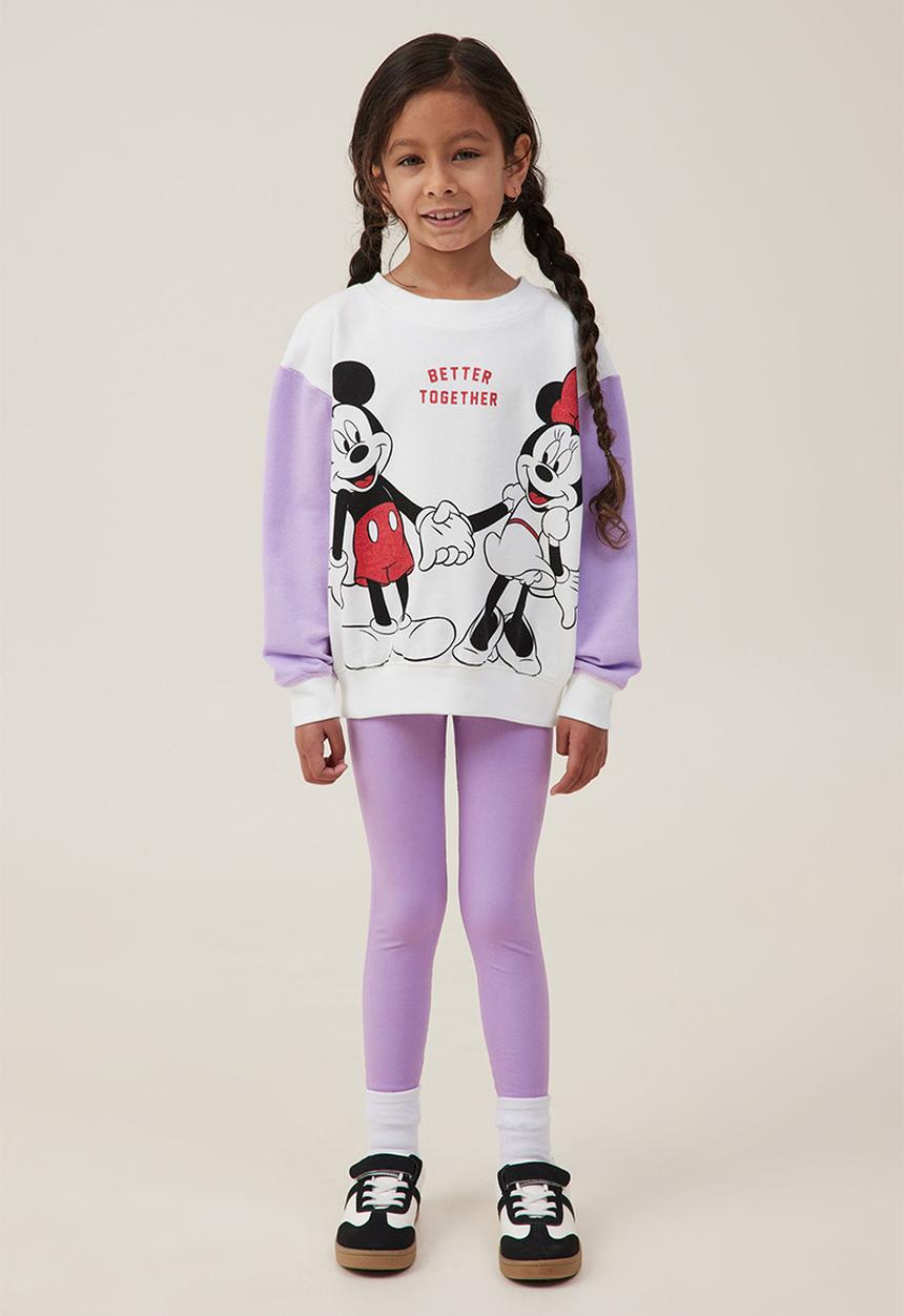 Cotton On - License dusty fleece crew neck - lcn dis mickey better together/vanilla